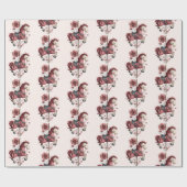  Whimsical Carousel Horse Image Pattern ラッピングペーパー (フラット)