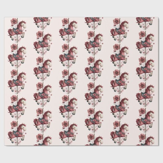  Whimsical Carousel Horse Image Pattern ラッピングペーパー (フラット)