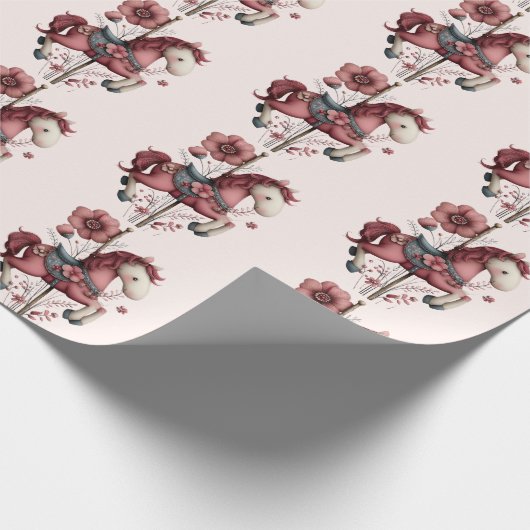  Whimsical Carousel Horse Image Pattern ラッピングペーパー (角)