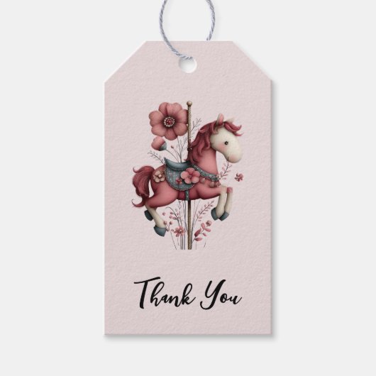 Whimsical Carousel Horse Image Thank You ギフトタグ (正面)