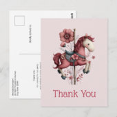 Whimsical Carousel Horse Image Thank You ポストカード (正面/裏面)