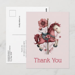 Whimsical Carousel Horse Image Thank You ポストカード