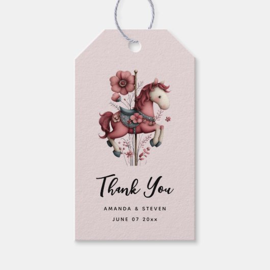 Whimsical Carousel Horse Image Wedding ギフトタグ (正面)