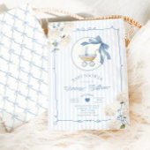 Whimsical Carriage French nursery Blue Baby shower 招待状
