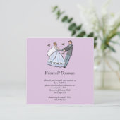 whimsical cartoon bride groom post wedding celebr 招待状 (スタンド正面)