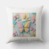 🦋 Whimsical Cartoon Butterfly Pillow – Cute Natur クッション (裏面)