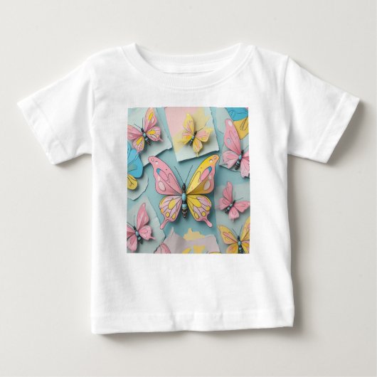 🦋 Whimsical Cartoon Butterfly T-Shirt – Cute Natu ベビーTシャツ (正面)
