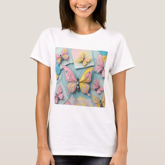 🦋 Whimsical Cartoon Butterfly T-Shirt – Cute Natu Tシャツ (正面)