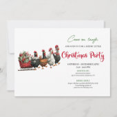 Whimsical Cartoon Chickens Modern Holiday Invites 招待状 (正面)