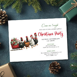 Whimsical Cartoon Chickens Modern Holiday Invites 招待状