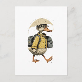 Whimsical Cartoon Duck Postcard ポストカード