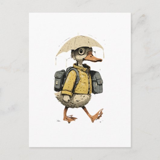 Whimsical Cartoon Duck Postcard ポストカード (正面)