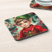 Whimsical Cartoon Elf | Christmas コースター (左側)