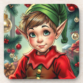 Whimsical Cartoon Elf | Christmas コースター (正面)