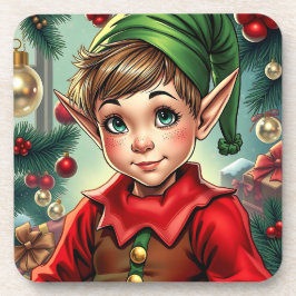 Whimsical Cartoon Elf | Christmas コースター