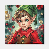 Whimsical Cartoon Elf | Christmas マグネット (正面)