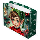 Whimsical Cartoon Elf | Christmas ラージペーパーバッグ (裏面アングル)