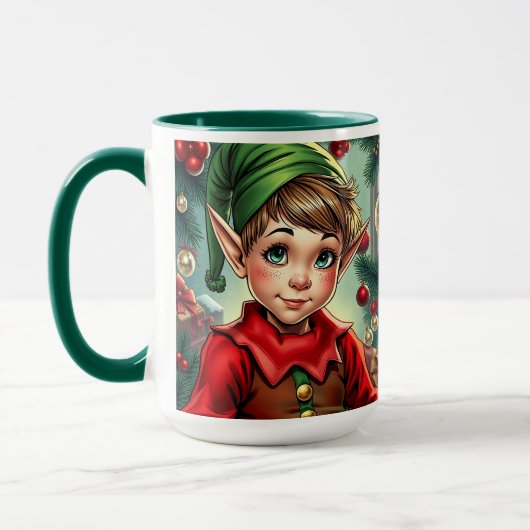 Whimsical Cartoon Elf | Christmas Personalized マグカップ (左)