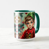 Whimsical Cartoon Elf | Christmas Personalized マグカップ (正面右)