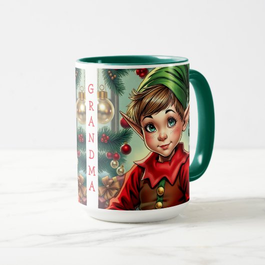 Whimsical Cartoon Elf | Christmas Personalized マグカップ (正面右)