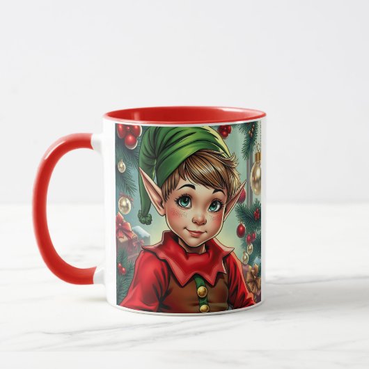 Whimsical Cartoon Elf | Christmas Personalized マグカップ (左)