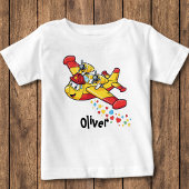 Whimsical Cartoon Firefighter Plane  ベビーTシャツ