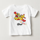 Whimsical Cartoon Firefighter Plane  ベビーTシャツ (正面)