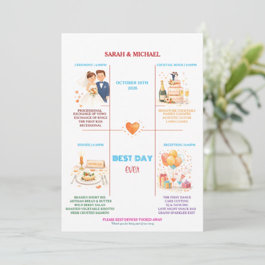 Whimsical Cartoon Icons Wedding Timeline Program プログラム (スタンド正面)