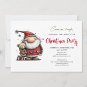 Whimsical Cartoon Santa Claus Holiday Party Invite 招待状 (正面)