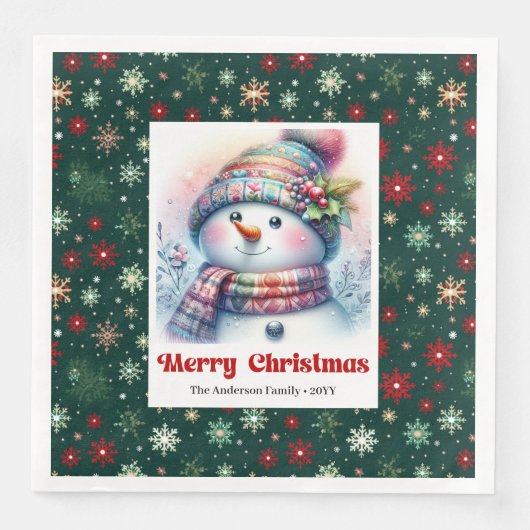 Whimsical cartoon snowman with snowflakes kids  (正面)