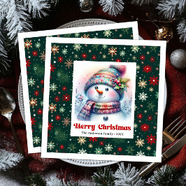 Whimsical cartoon snowman with snowflakes kids 