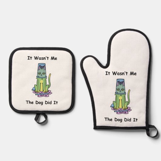 Whimsical Cat  鍋つかみ&鍋敷きセット (正面)