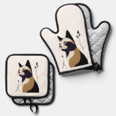 Whimsical Cat 鍋つかみ&鍋敷きセット (正面/裏面)