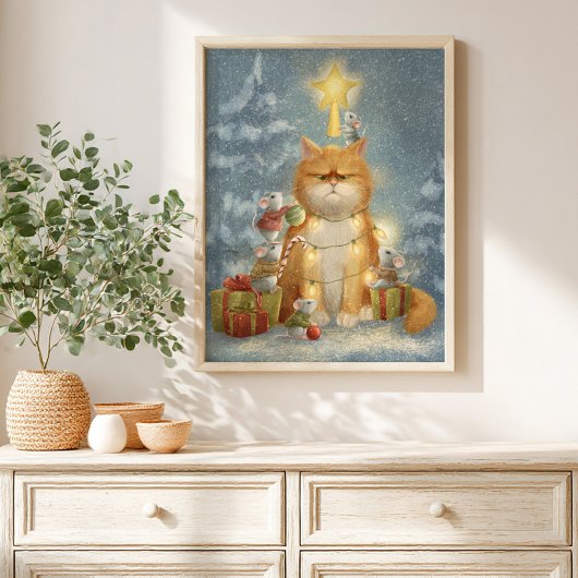 Whimsical cat and mose Storybook kids Poster ポスター