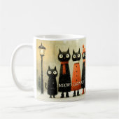 Whimsical Cat Art Merry Catmas Christmas コーヒーマグカップ (左)