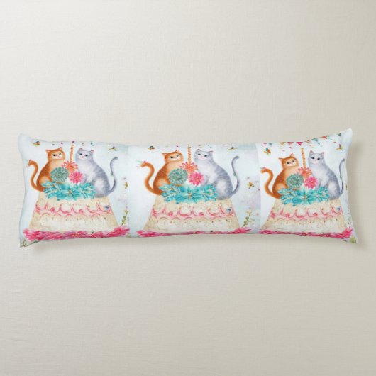 Whimsical Cat Birthday Celebration ボディピロー (裏面)