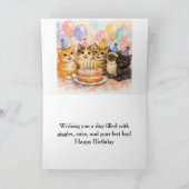 Whimsical Cat Birthday Cute Party Cats Kids カード (内部)