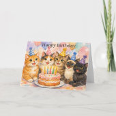 Whimsical Cat Birthday Cute Party Cats Kids カード (正面)