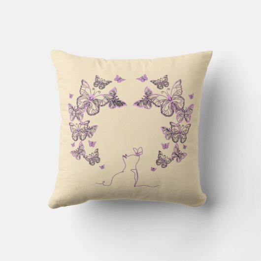 Whimsical Cat Butterfly クッション (裏面)