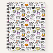 Whimsical Cat Faces Pattern ノートブック (正面)