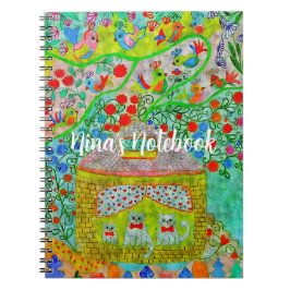 "Whimsical Cat Family & Enchanted Garden ノートブック