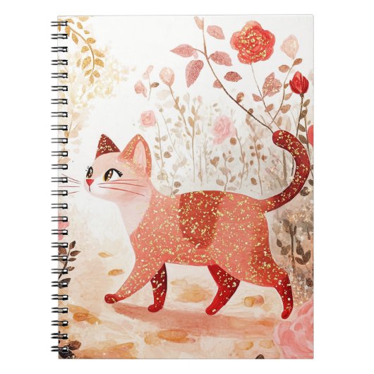 Whimsical. Cat in a rose garden. ノートブック (正面)