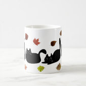 Whimsical Cat Line Art with Autumn Leaves コーヒーマグカップ (中央)