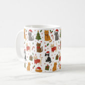Whimsical Cat Lover's Cozy Christmas Mug コーヒーマグカップ (正面左)