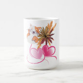 Whimsical Cat Mom Pink Hearts & Wildflower Floral コーヒーマグカップ (中央)