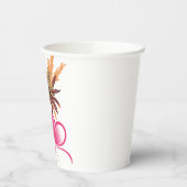 Whimsical Cat Mom Pink Hearts & Wildflower Floral  紙コップ (左)