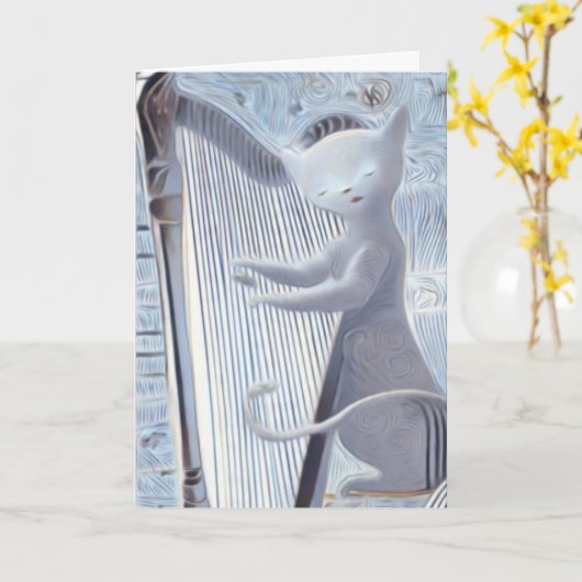 Whimsical Cat Music – Greeting Card カード (黄色い花)