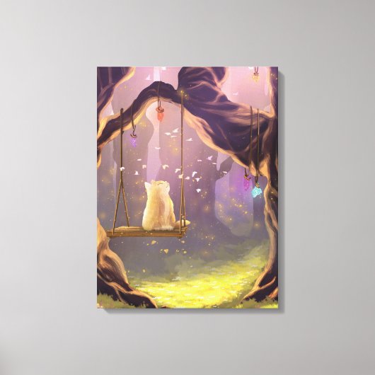 Whimsical Cat on a Swing Canvas Print キャンバスプリント (正面)