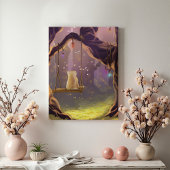 Whimsical Cat on a Swing Canvas Print キャンバスプリント