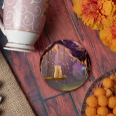 Whimsical Cat on a Swing Coaster ラウンドペーパーコースター